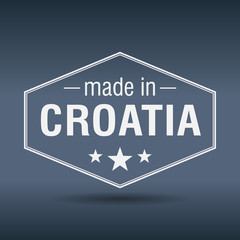 made in Croatia hexagonal white vintage label