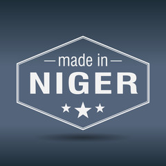 made in Niger hexagonal white vintage label
