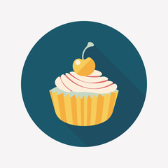 cupcake flat icon with long shadow,eps10