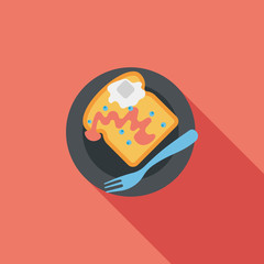 breakfast toast flat icon with long shadow,eps10