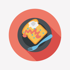 breakfast toast flat icon with long shadow,eps10