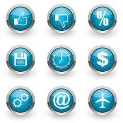 blue vector icons set