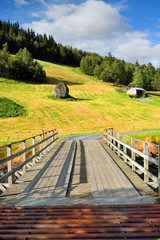 Fototapeta premium Norwegia , mostek z zabezpieczeniem przeciw przechodzeniu bydła