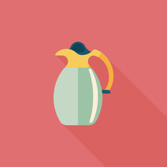 coffee kettle flat icon with long shadow,eps10