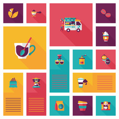 coffee flat ui background set, eps10