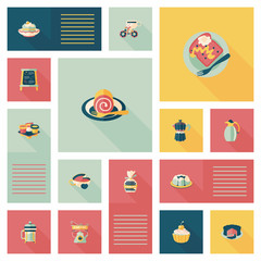 coffee flat ui background set, eps10