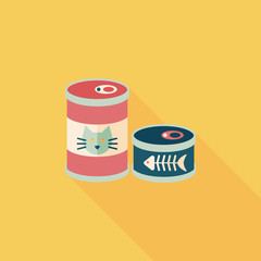 Pet cat food can flat icon with long shadow,eps10