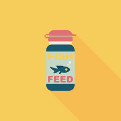 Pet fish feed flat icon with long shadow, eps10