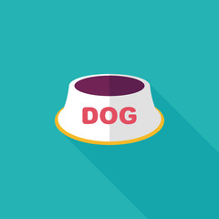 Pet dog bowl flat icon with long shadow,eps10