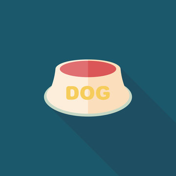 Pet dog bowl flat icon with long shadow,eps10