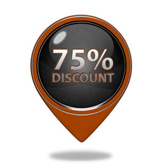 Discount 75 pointer icon on white background