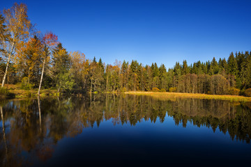 autumn landscape - lake and autumnal forest