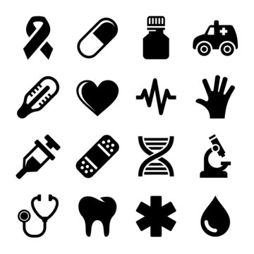 Medical and Health Icons Set.