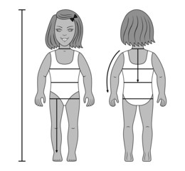 Standing girl preschooler tailor measurements vector
