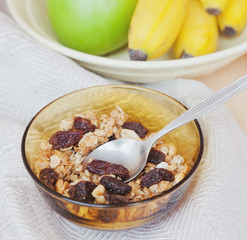 Granola in a plate, closeup
