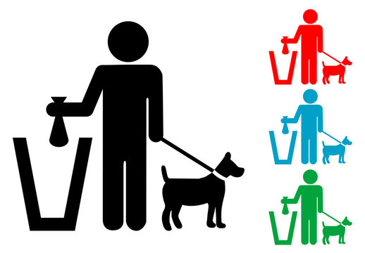 Pictograma papelera excremento canino con varios colores