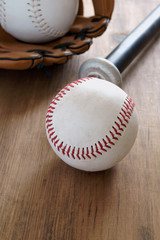 Baseball bat and mitt