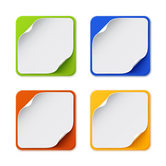 Set of four colorful square banners