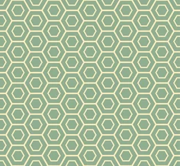 Behang Groen Een groen naadloos zeshoekig patroon