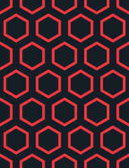 Hexagonal style seamless pattern over a black background