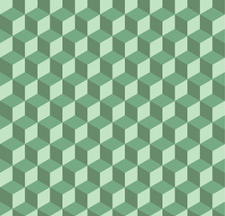 A green seamless geometric cube pattern background