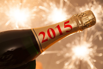 2015 auf champagner flasche zu silvester