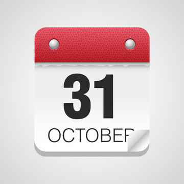 Halloween date - 31 of October vector calendar icon