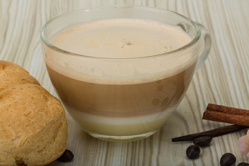 Capucchino with profiteroles