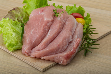 Raw pork schnitzel