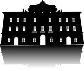 Silhouette of old building vector