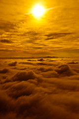 Fototapeta na wymiar Beautiful sunset cloud and hill above