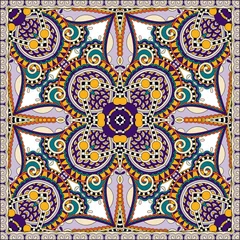 Cercles muraux Tuiles marocaines foulard en soie ou foulard motif carré en k ukrainien