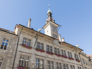 Fototapeta premium Lausanne, historische Altstadt, Rathaus, Sommer, Schweiz