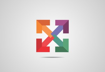 Fototapeta na wymiar arrow, colorful, 4, cube, triange, Icon, logo, business