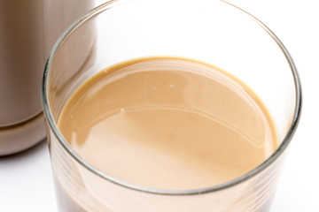 Chocolate Milk Bottle and Glass