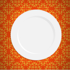 Vintage tablecloth and empty plate