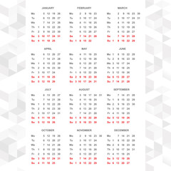 Simple 2015 calendar vector horizontal - 72310174