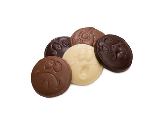Funny emoticons made of tasty different chocolate