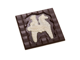 Chocolate bar with figurine of knight on horseback