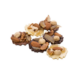 Tasty chocolate sweets with nuts