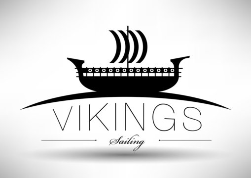 Viking Ship Icon with Typographic Design