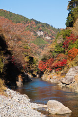 渓谷に流れる多摩川