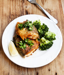 Prepared Trout with Broccoli Garnish