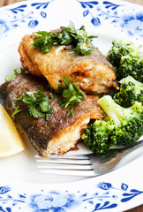 Prepared Trout with Broccoli Garnish