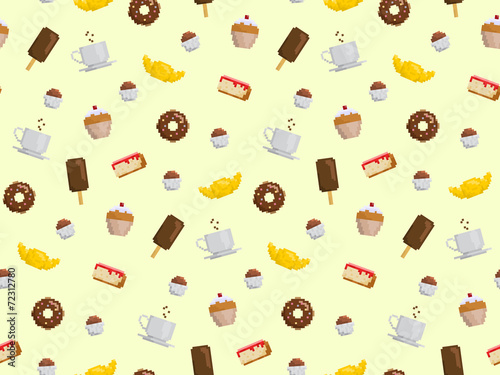 Dessert Pixel Art Pattern Stock Image And Royalty Free