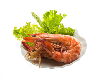 Boiled king prawns