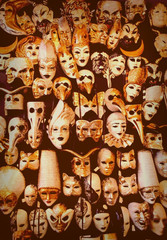 Fototapeta na wymiar Big amount of traditional venetian carnival masks