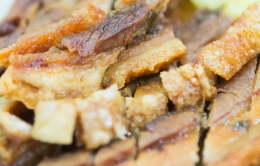 Chinese crispy pork closeup