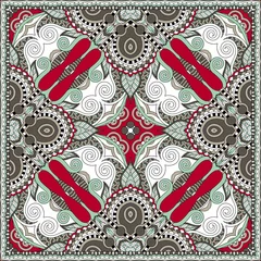 Poster Im Rahmen Traditional ornamental floral paisley bandanna. Square ornament © Kara-Kotsya