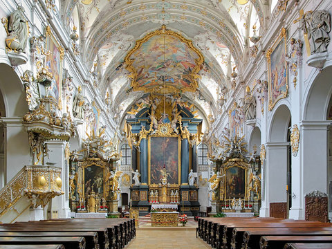 Interior of St. Emmeram's Basilica in Regensburg, Germany